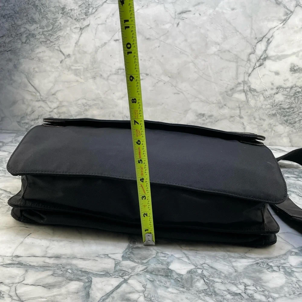 Jack Spade Black and Dark Brown Nylon Messenger Bag